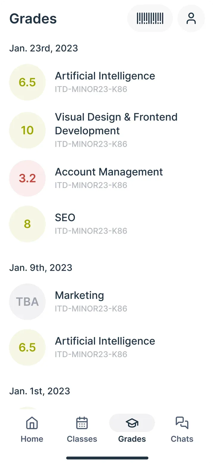 Classes and grades, step 5: Grades